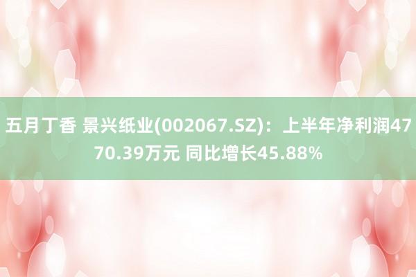 五月丁香 景兴纸业(002067.SZ)：上半年净利润4770.39万元 同比增长45.88%