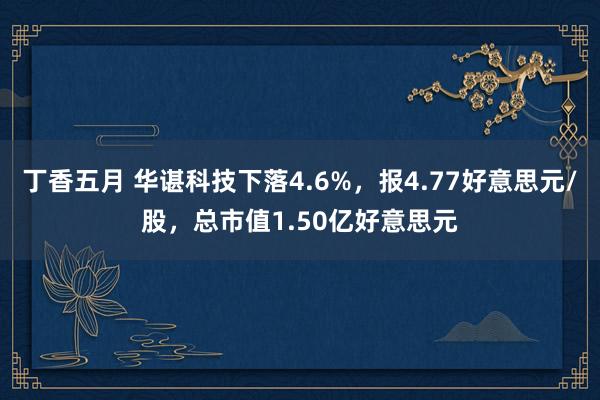 丁香五月 华谌科技下落4.6%，报4.77好意思元/股，总市值1.50亿好意思元