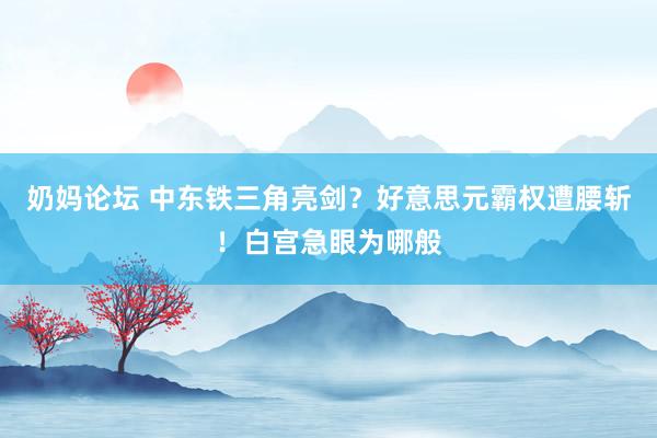 奶妈论坛 中东铁三角亮剑？好意思元霸权遭腰斩！白宫急眼为哪般