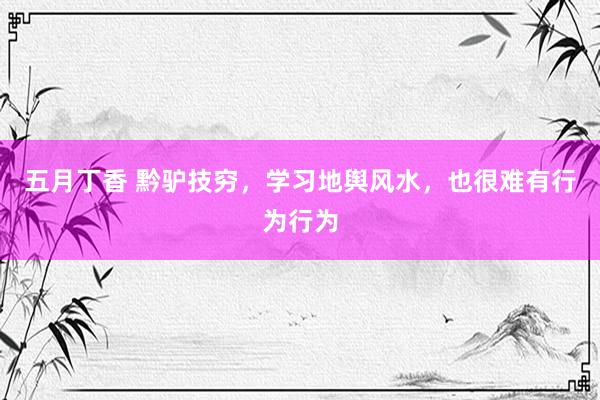 五月丁香 黔驴技穷，学习地舆风水，也很难有行为行为