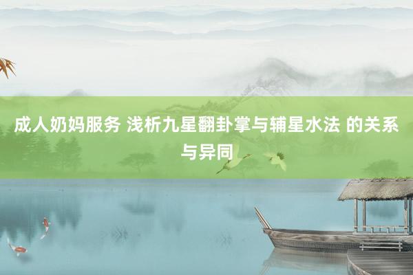 成人奶妈服务 浅析九星翻卦掌与辅星水法 的关系与异同