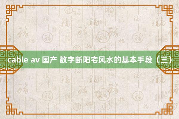 cable av 国产 数字断阳宅风水的基本手段（三）
